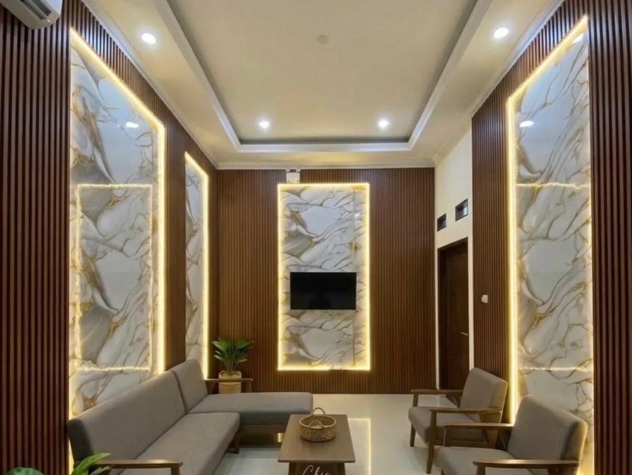 WPC Panel & Marmer UPVC — hasil pemasangan Diyan Jaya PVC di Jabodetabek